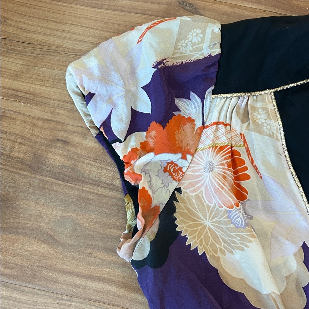 Corey Lynn Calter Anthropologie Vintage Silk Floral Empire Waist Dress A-Line 4 - Picture 4 of 12